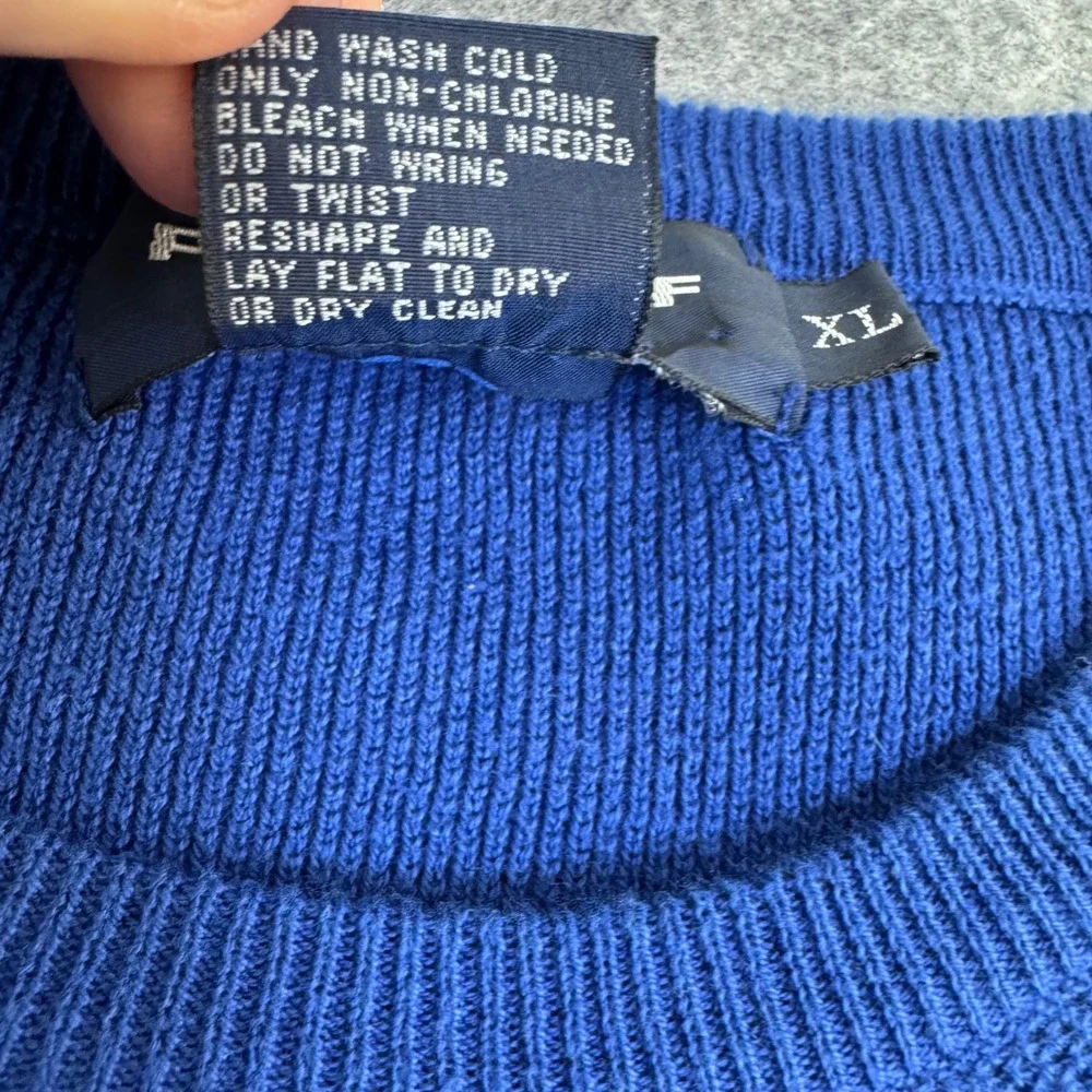 Polo Golf Ralph Lauren Mens XL Royal Blue Cotton Crewneck Knit Sweater Pony Logo